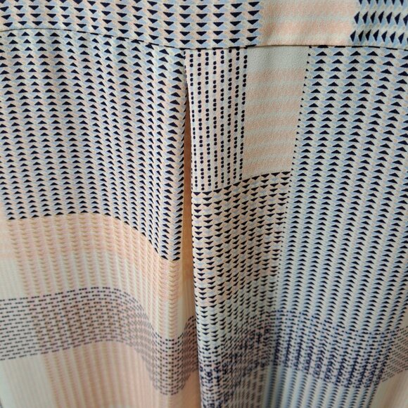 Rose+Olive Women 3X Plus Size Blouse Button 3/4 Sleeve Geometric Poly Peach Blue - Picture 13 of 16